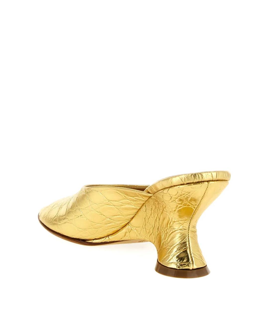 DRIES VAN NOTEN Золотые кожаные мюли, фото 3