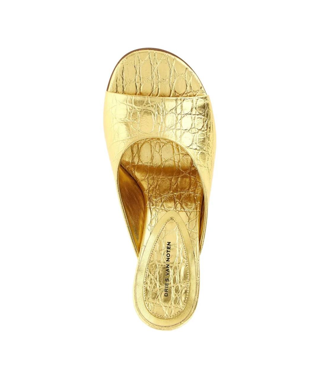 DRIES VAN NOTEN Золотые кожаные мюли, фото 4