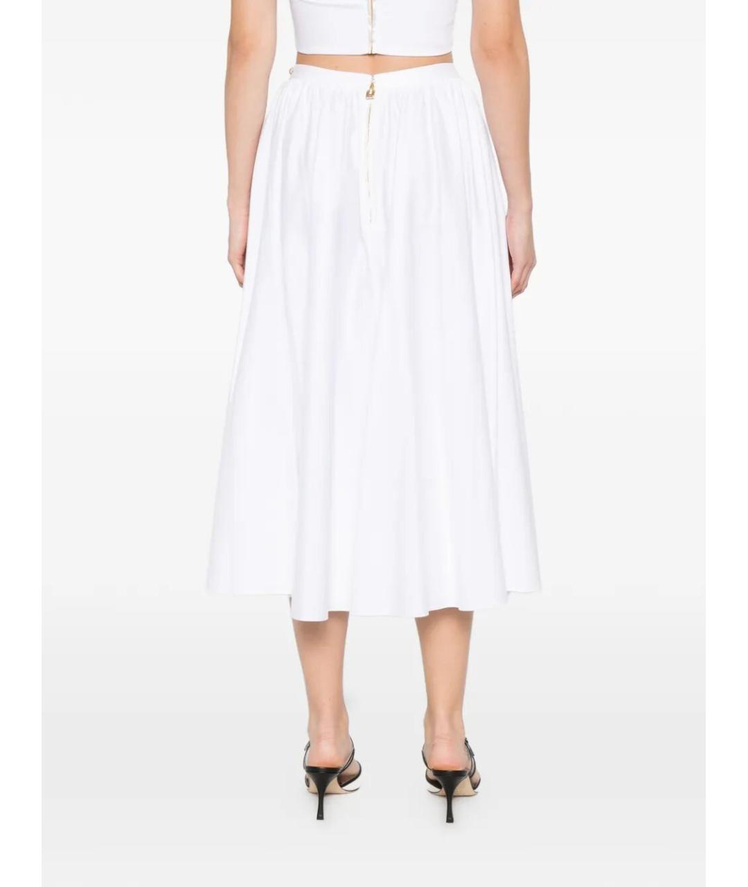 ELISABETTA FRANCHI Белая хлопко-эластановая юбка миди, фото 3