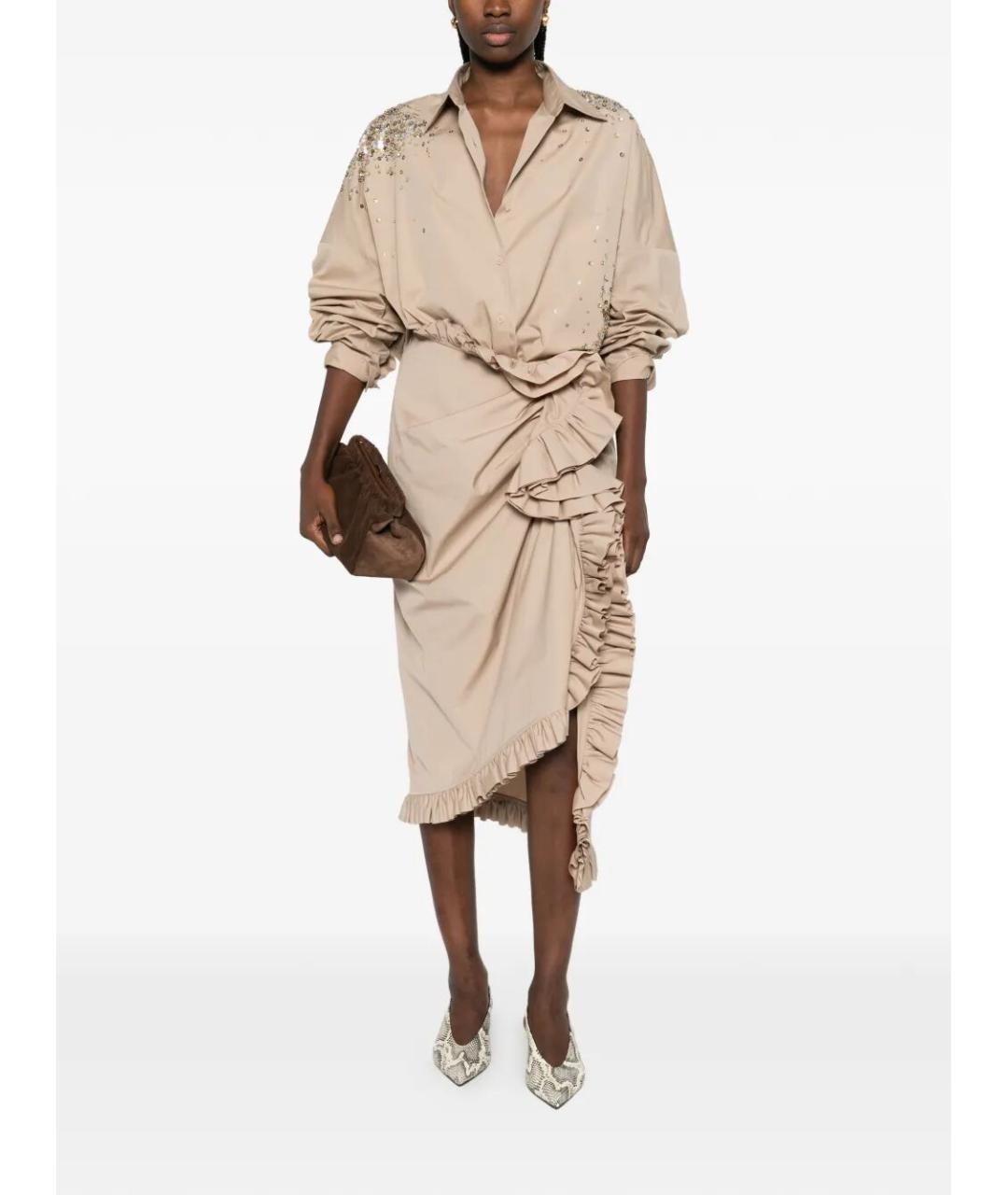 DRIES VAN NOTEN Бежевая хлопковая рубашка, фото 2