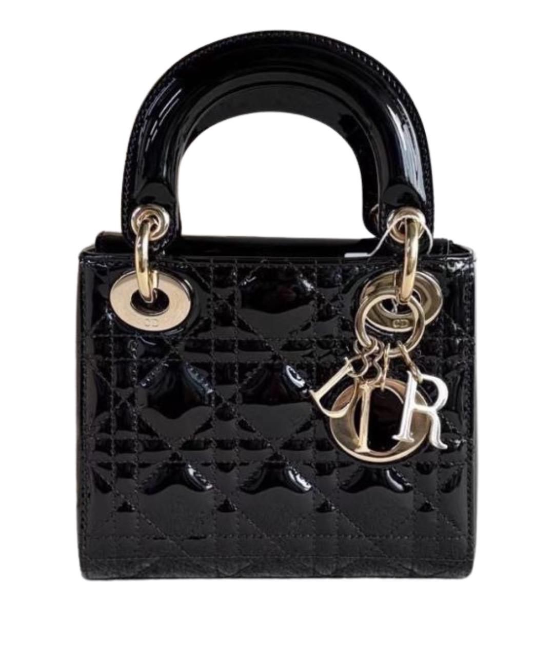 CHRISTIAN DIOR Черная сумка с короткими ручками из лакированной кожи, фото 1