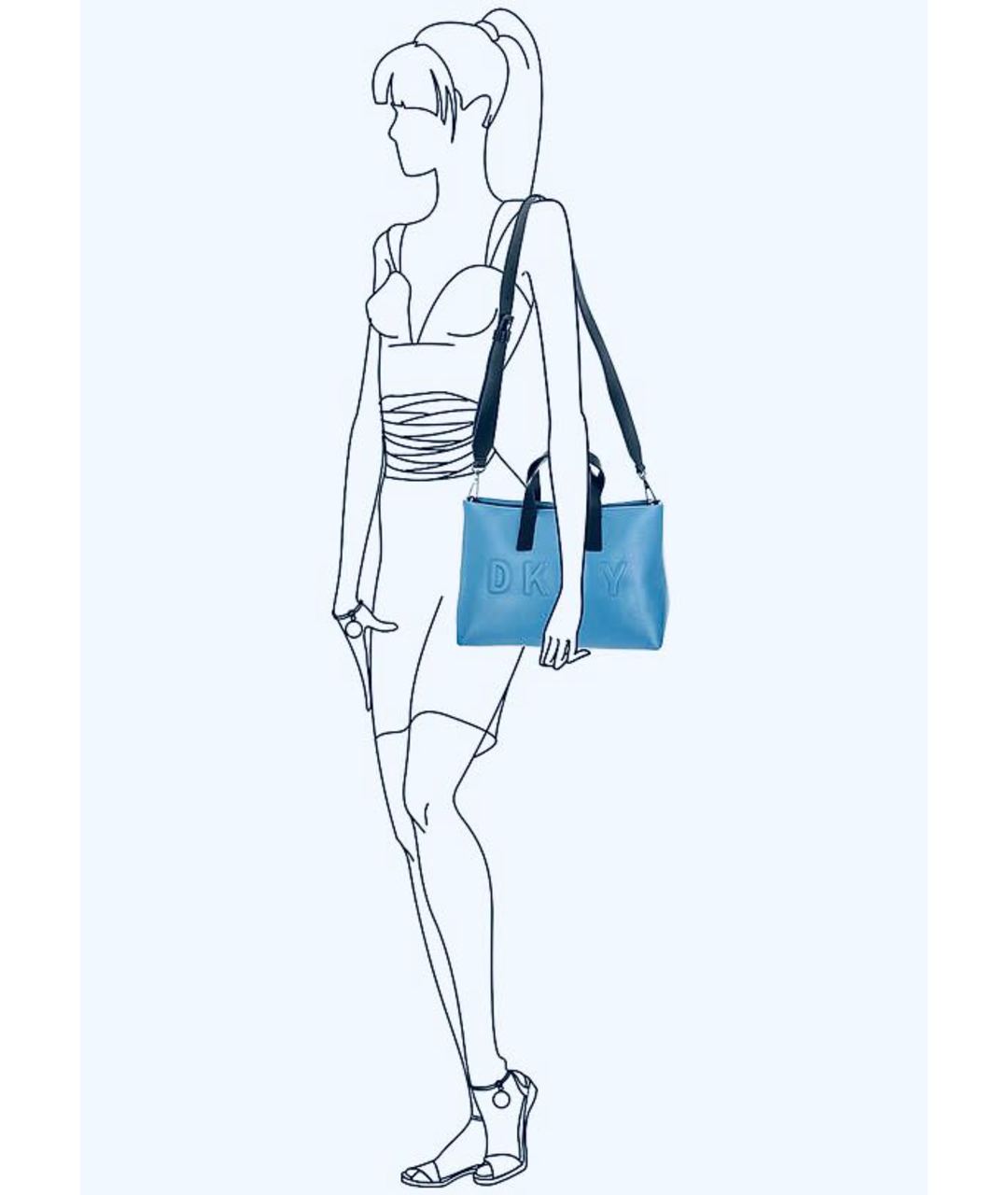 DKNY Синяя сумка тоут из искусственной кожи, фото 5