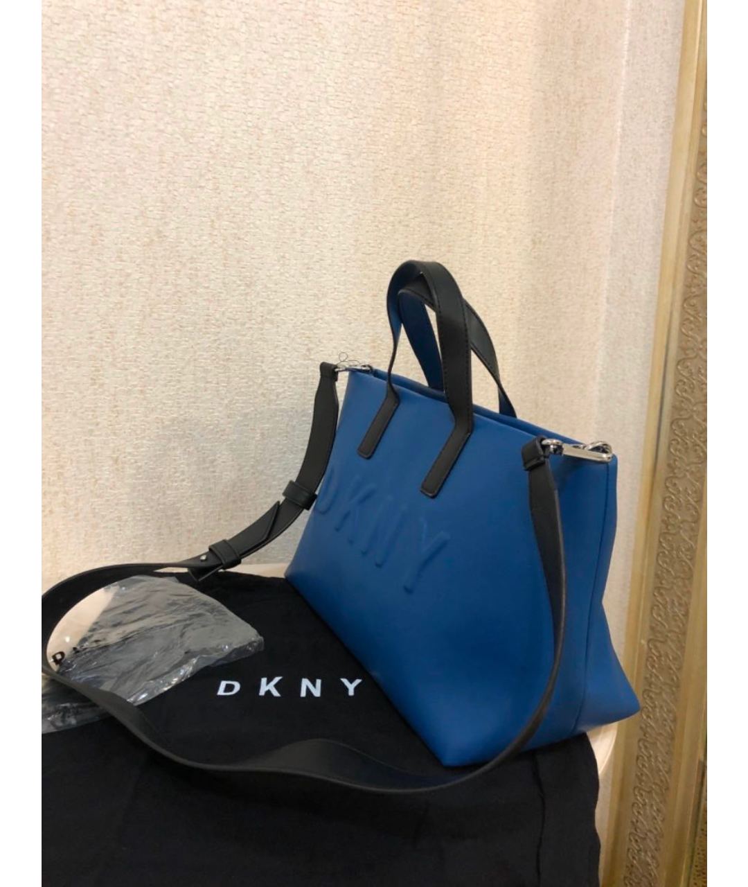 DKNY Синяя сумка тоут из искусственной кожи, фото 6