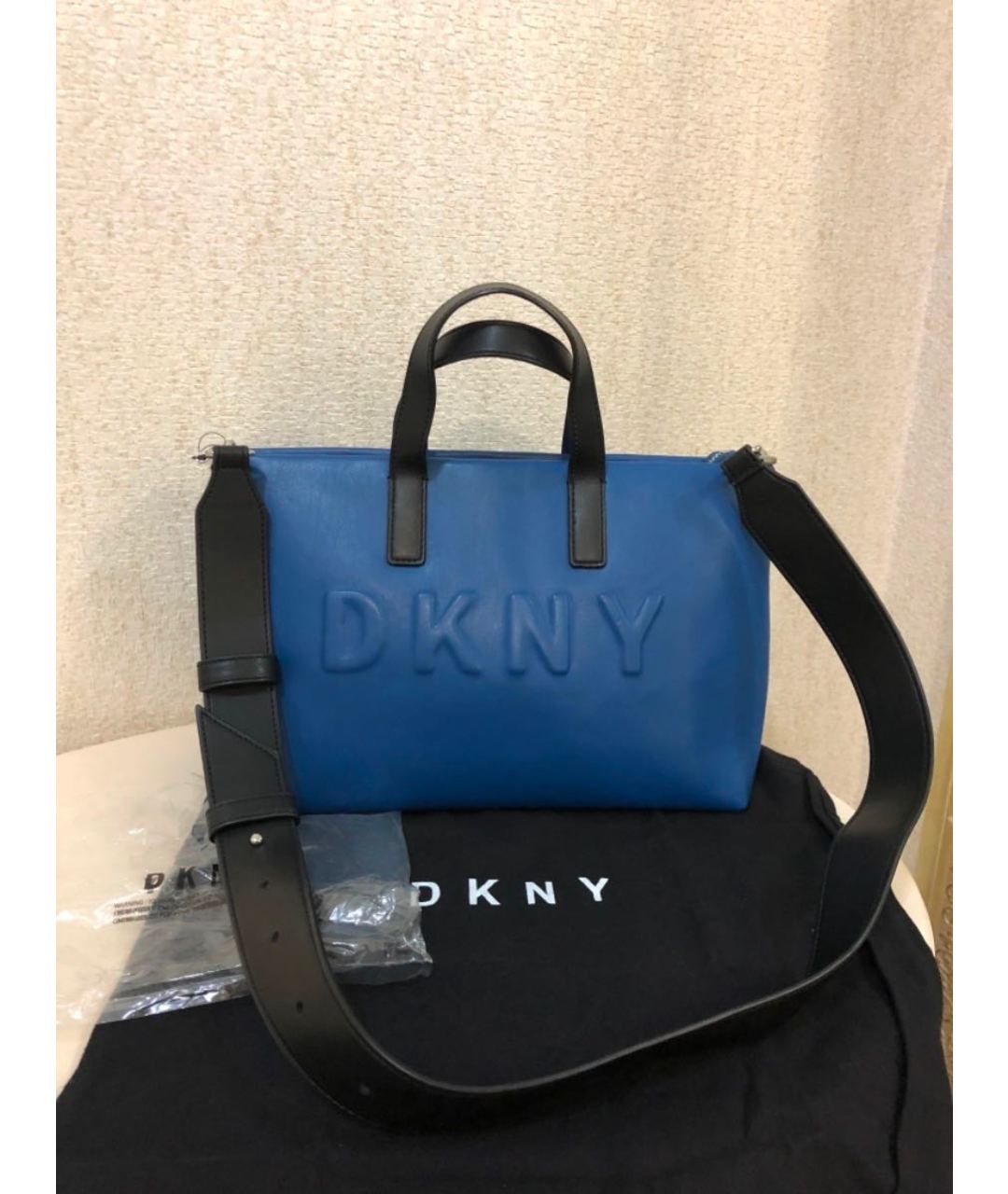 DKNY Синяя сумка тоут из искусственной кожи, фото 3