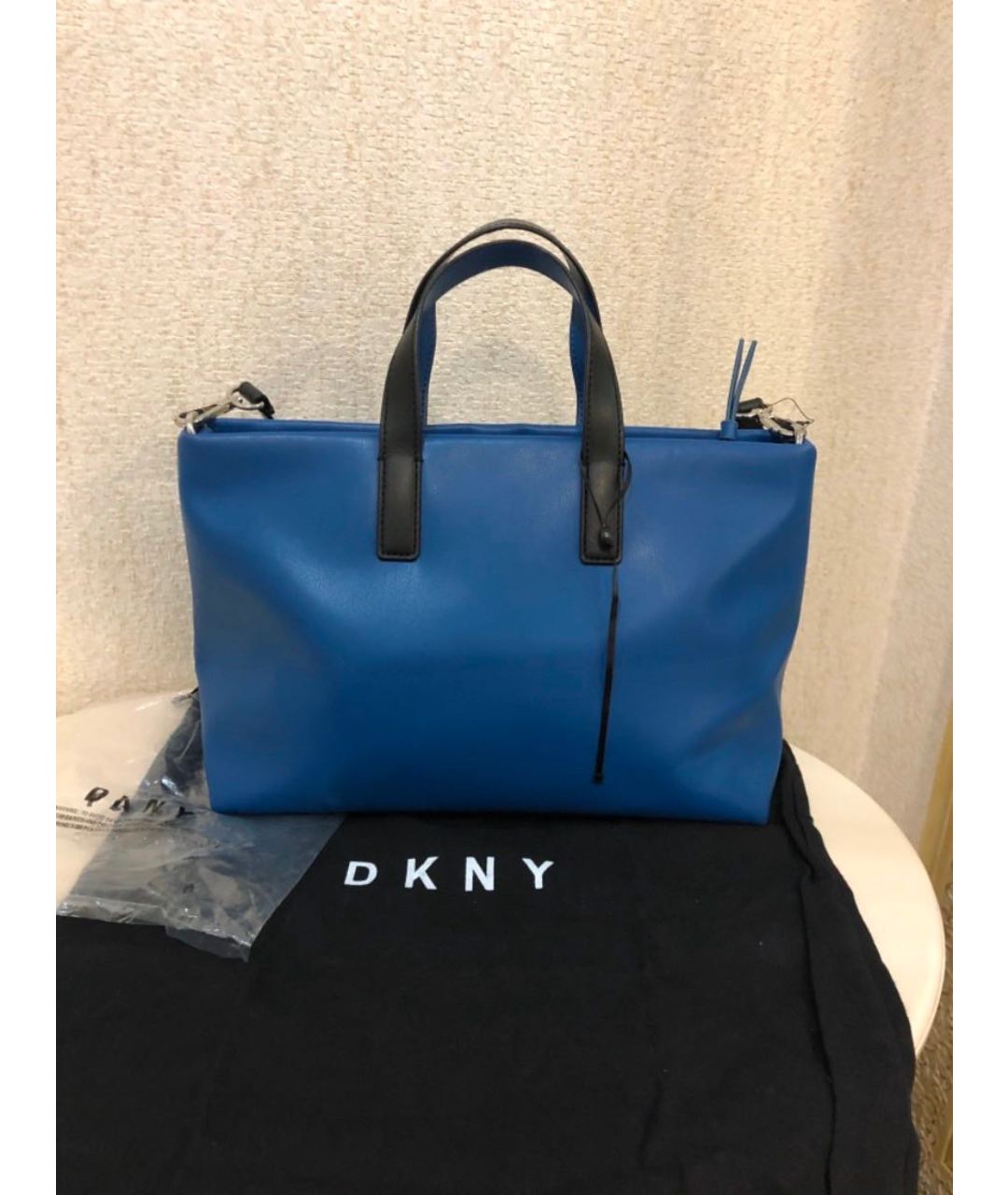 DKNY Синяя сумка тоут из искусственной кожи, фото 4
