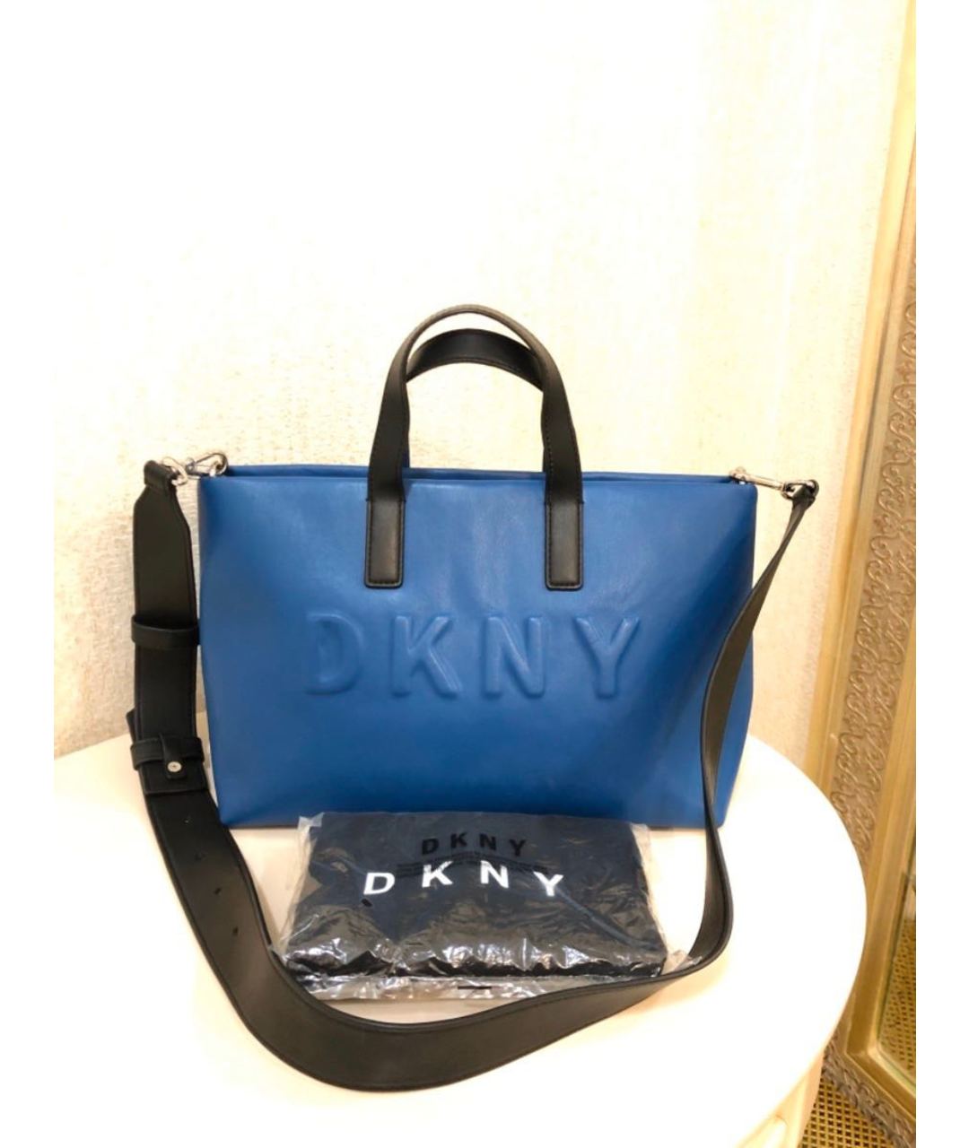 DKNY Синяя сумка тоут из искусственной кожи, фото 9