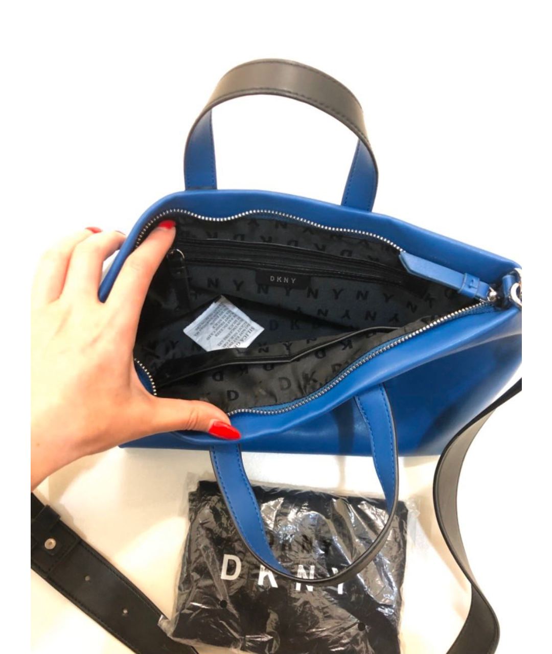DKNY Синяя сумка тоут из искусственной кожи, фото 8