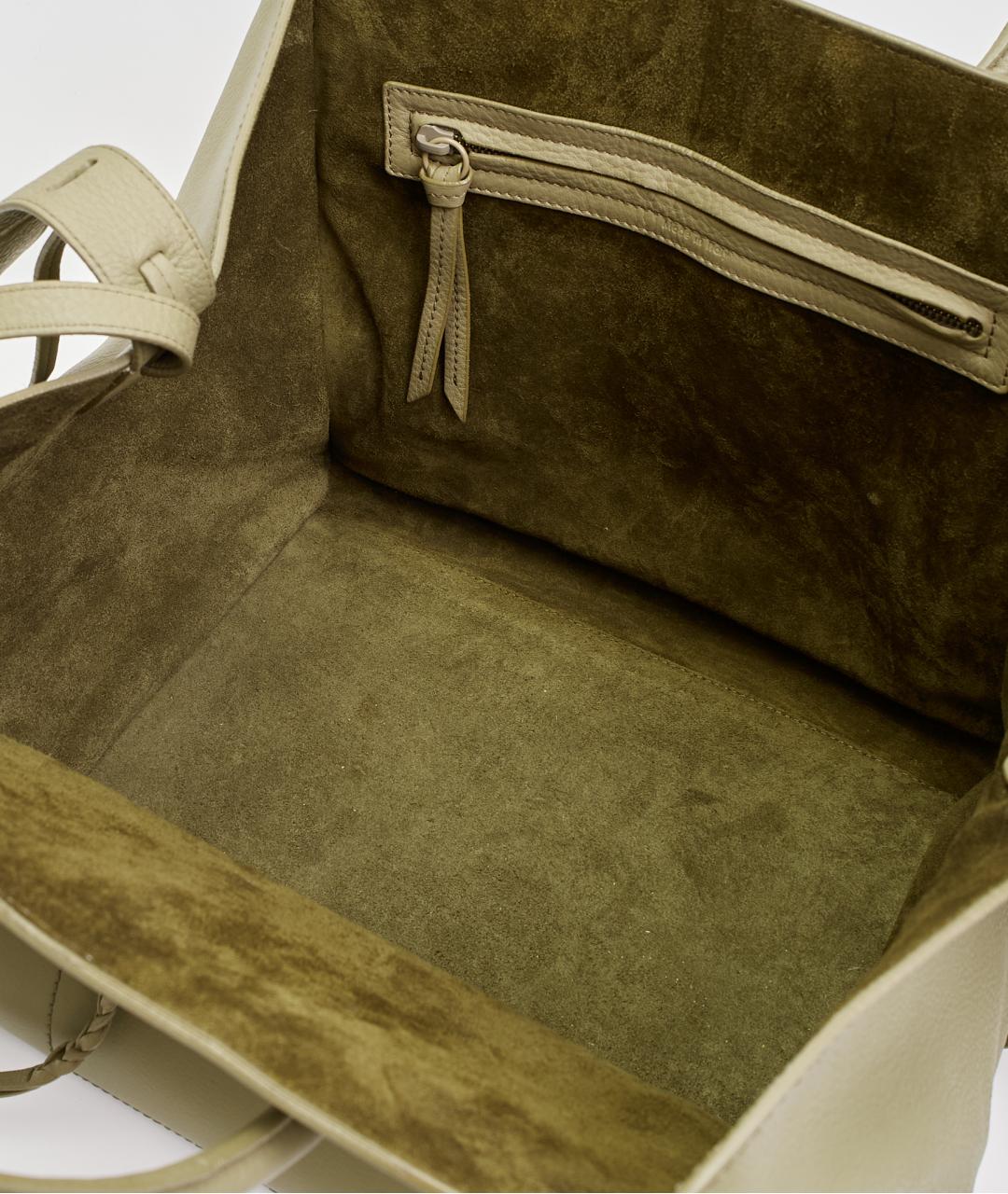 CELINE Бежевая кожаная сумка с короткими ручками, фото 4