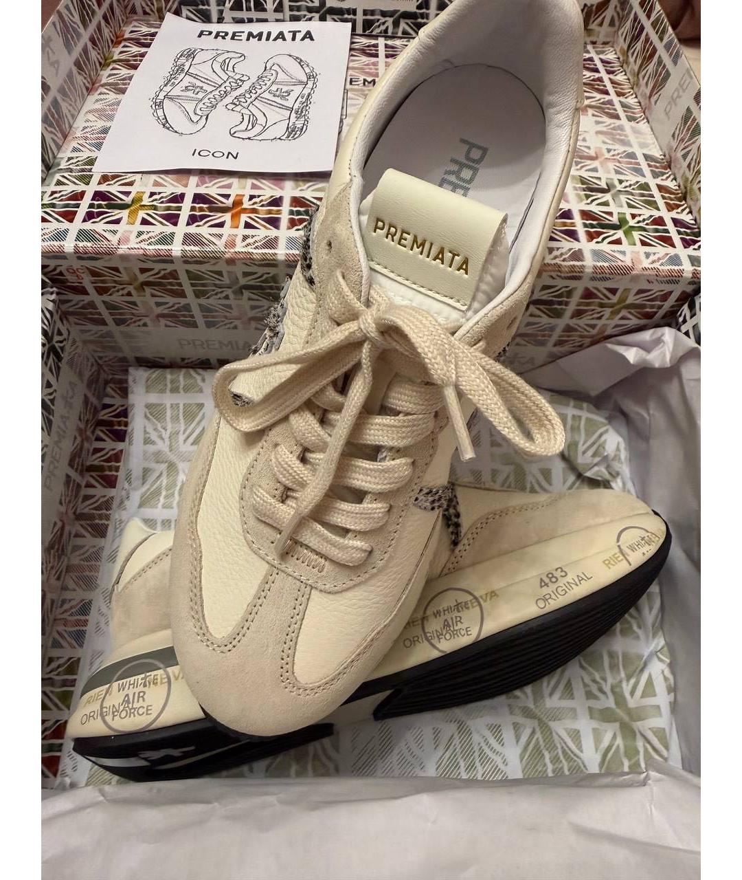 PREMIATA Бежевые замшевые кроссовки, фото 3