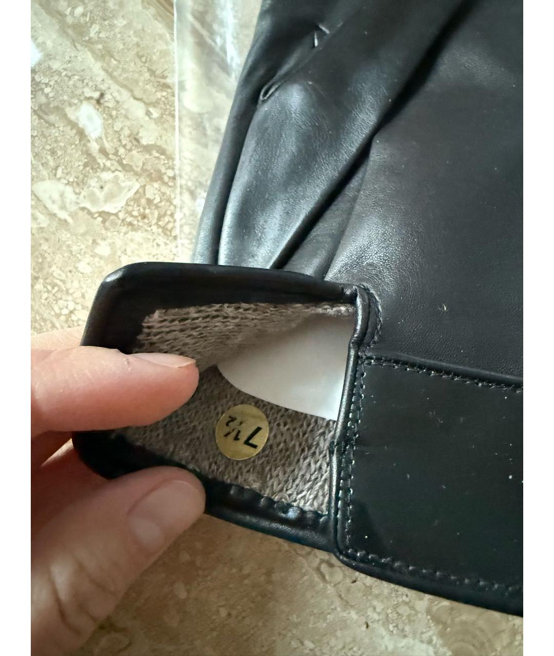 CHRISTIAN DIOR Черные кожаные перчатки, фото 4