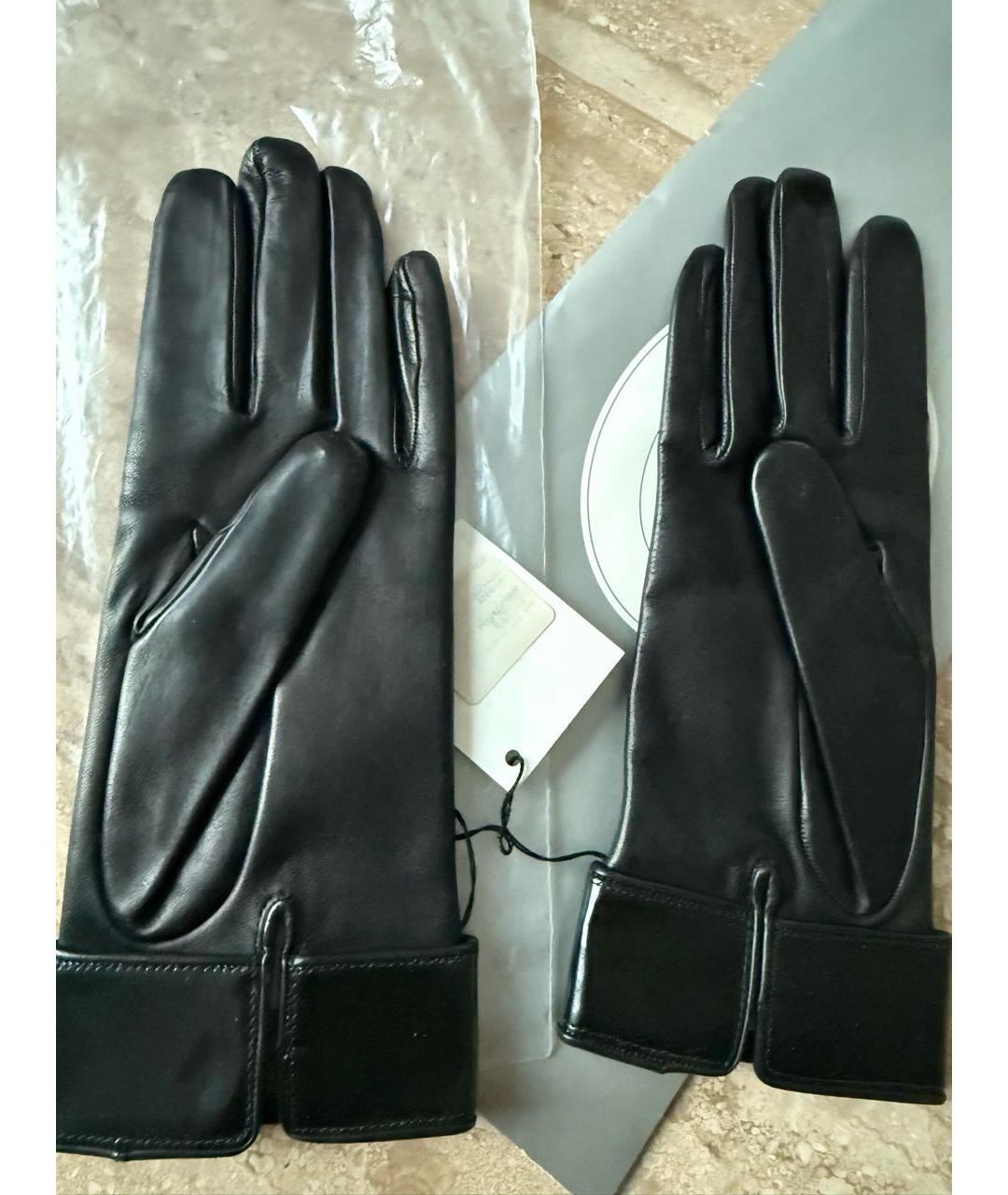 CHRISTIAN DIOR Черные кожаные перчатки, фото 2