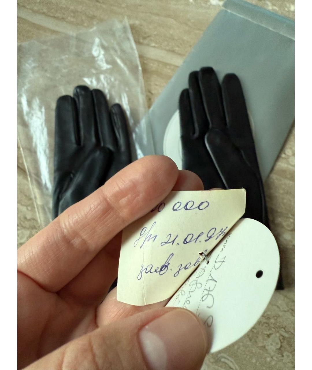 CHRISTIAN DIOR Черные кожаные перчатки, фото 6