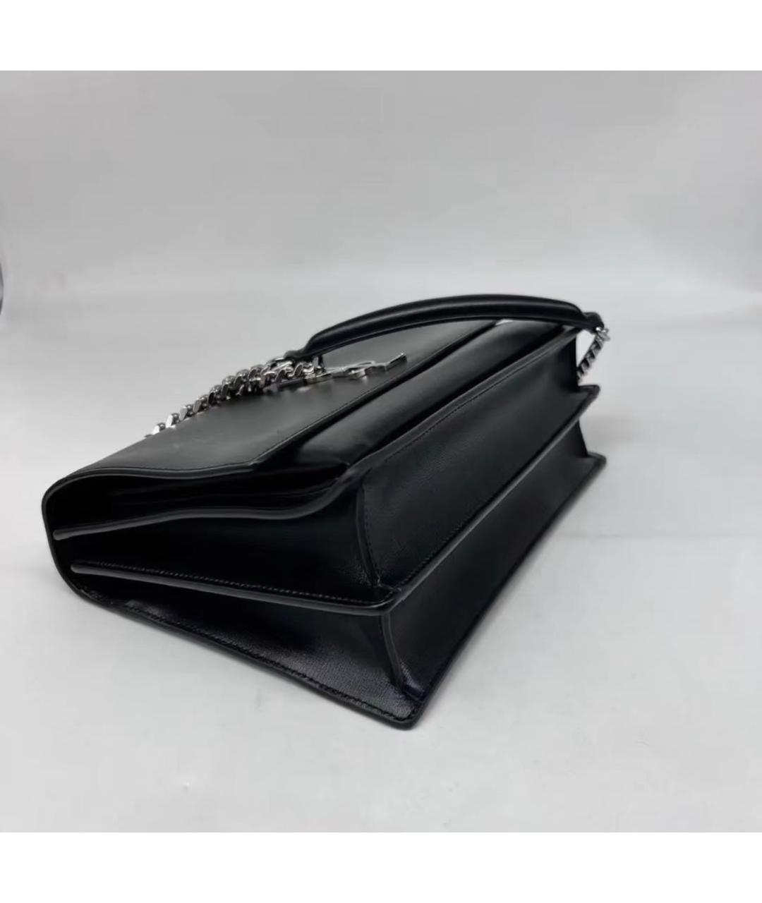 SAINT LAURENT Черная кожаная сумка через плечо, фото 8