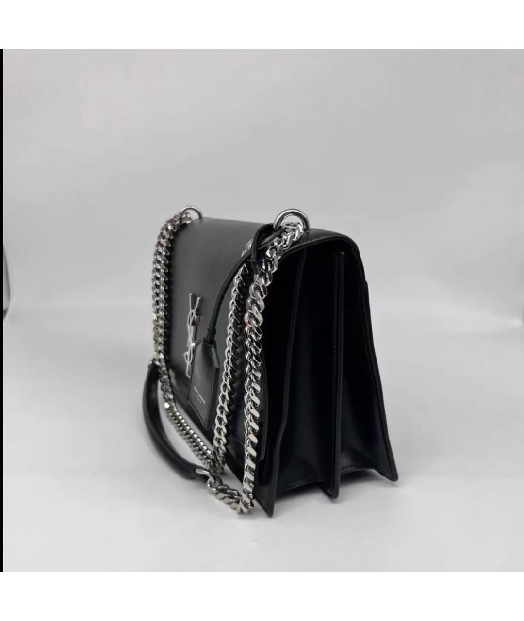 SAINT LAURENT Черная кожаная сумка через плечо, фото 3