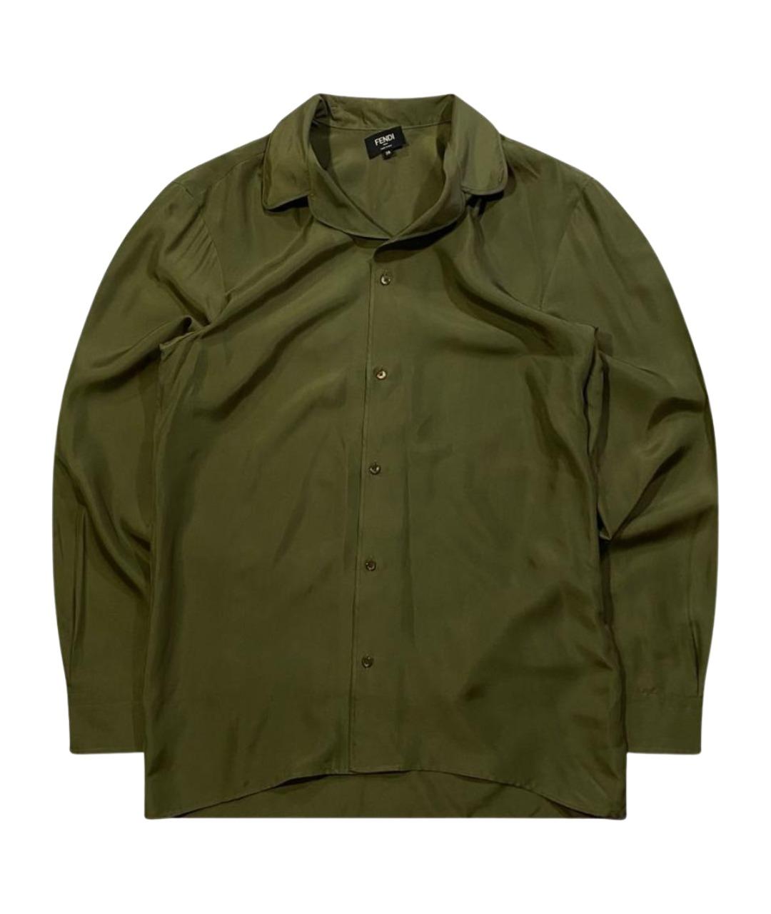 FENDI Зеленая шелковая блузы, фото 1