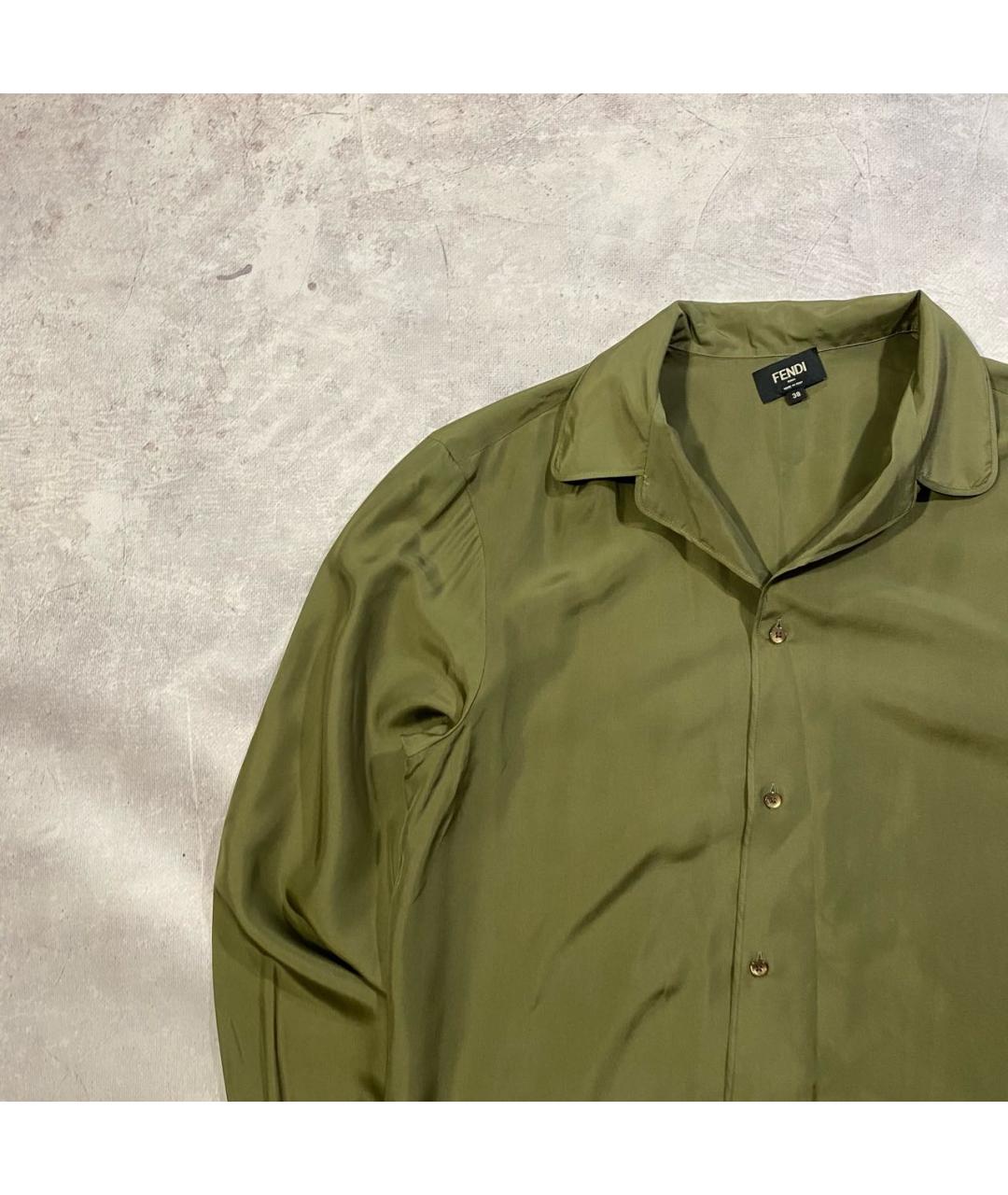 FENDI Зеленая шелковая блузы, фото 2