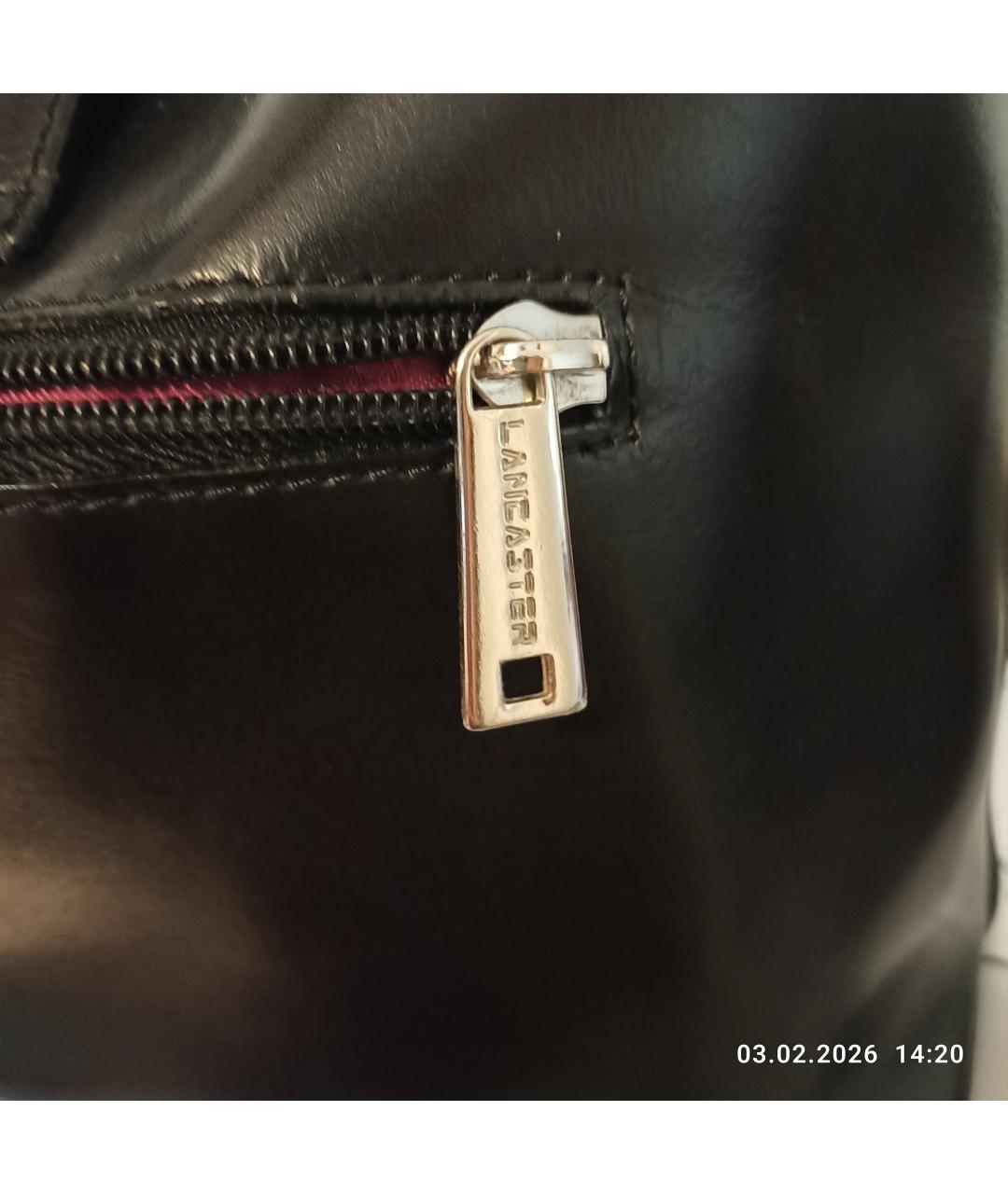 LANCASTER Черная кожаная сумка через плечо, фото 4