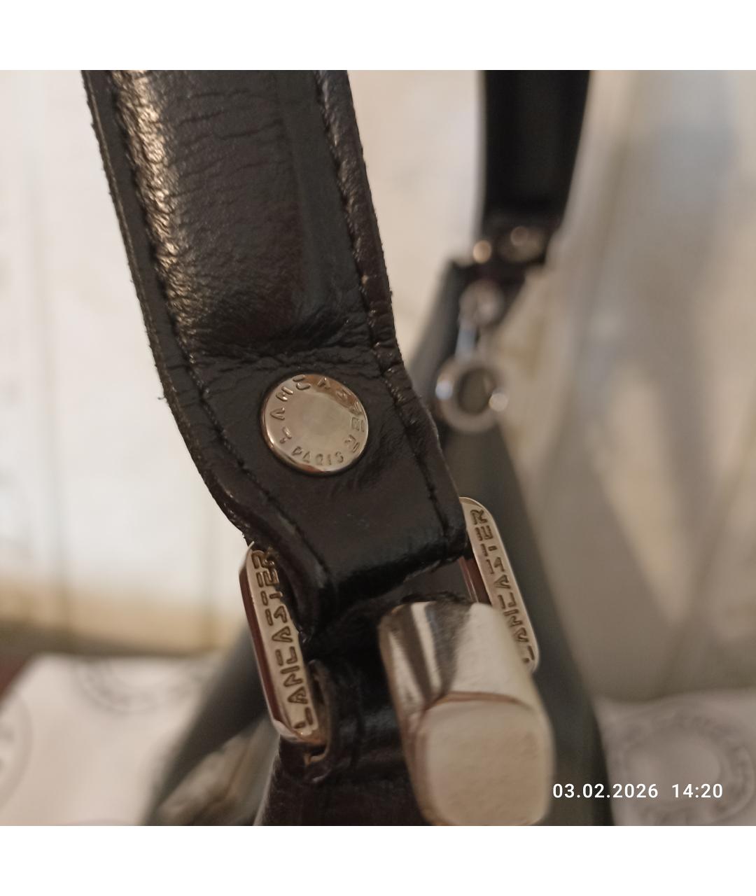 LANCASTER Черная кожаная сумка через плечо, фото 3