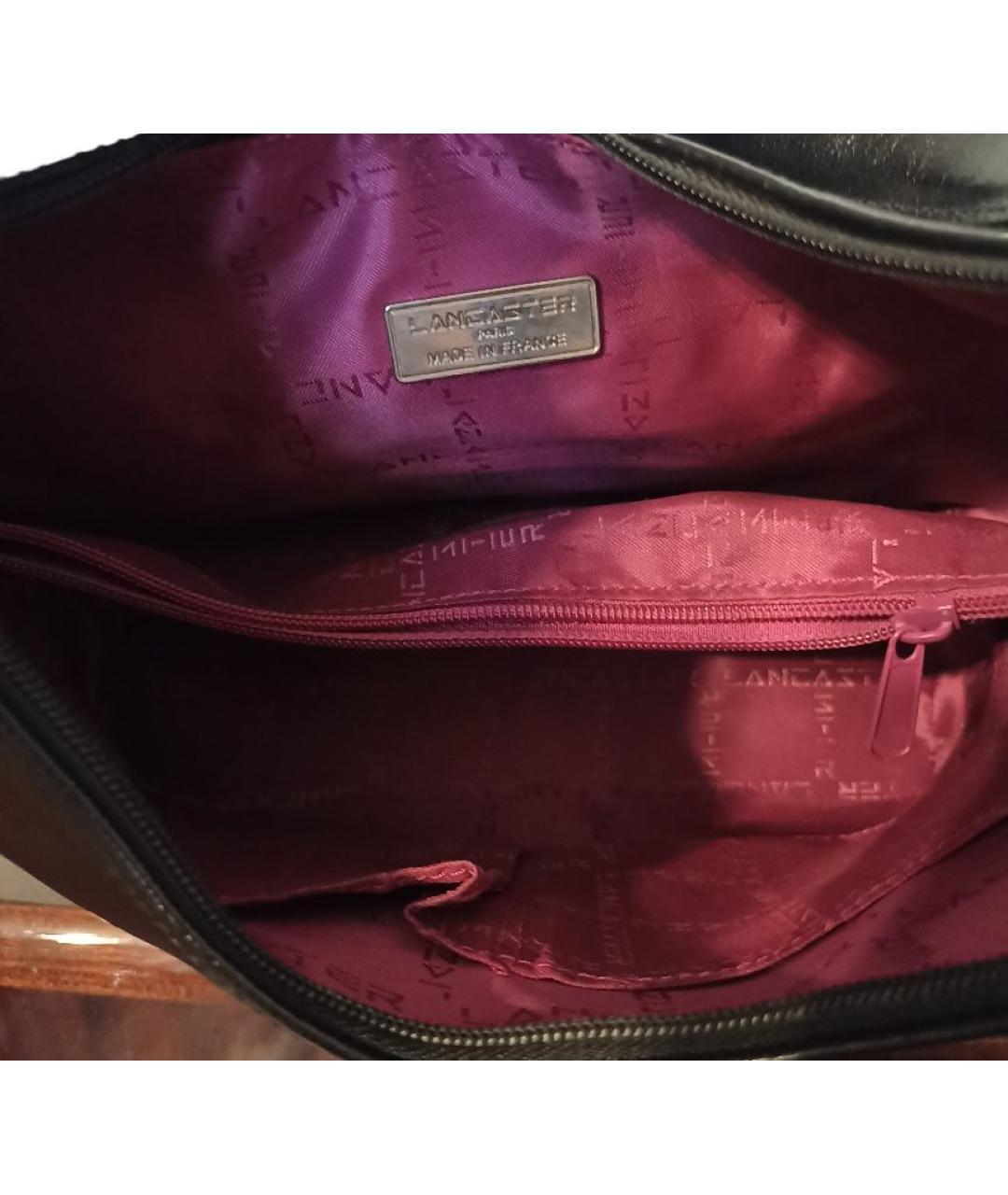 LANCASTER Черная кожаная сумка через плечо, фото 6