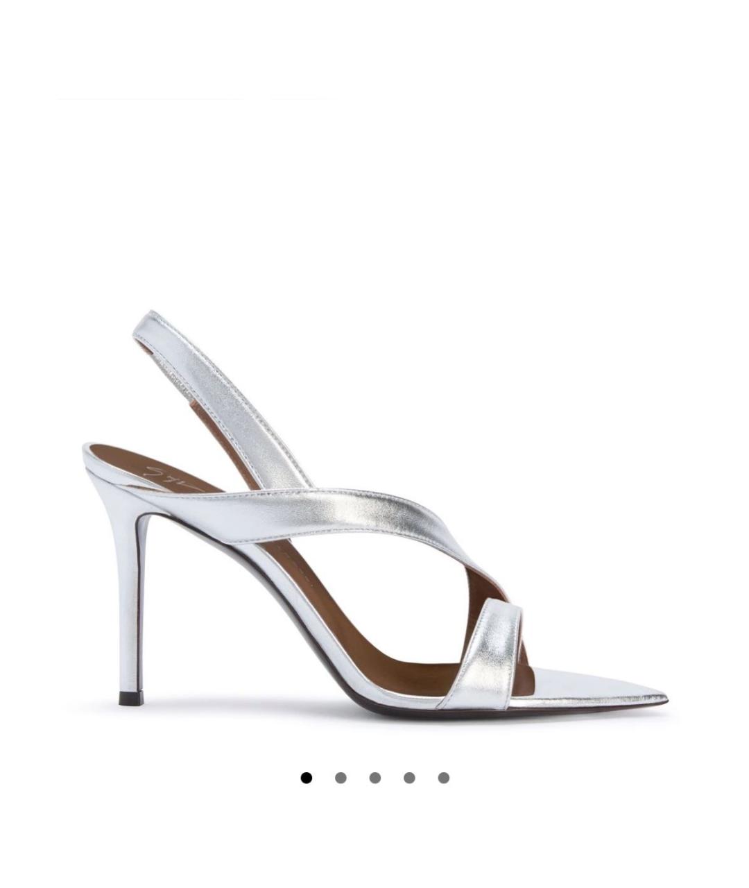 GIUSEPPE ZANOTTI DESIGN Серебряные кожаные босоножки, фото 5