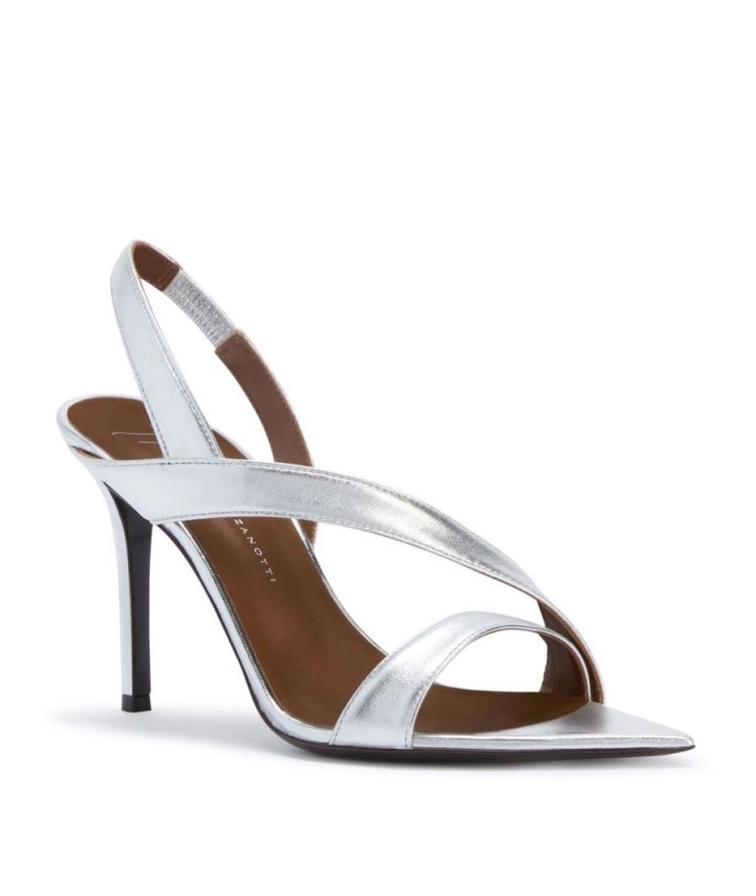 GIUSEPPE ZANOTTI DESIGN Серебряные кожаные босоножки, фото 2