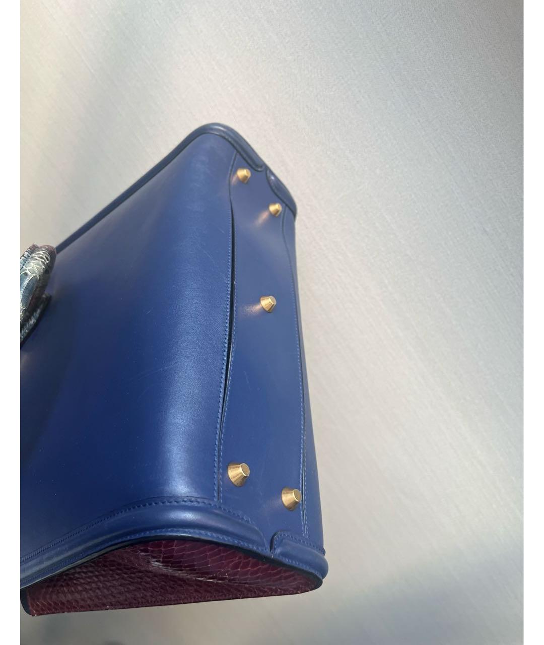 ALEXANDER MCQUEEN Синяя сумка тоут из экзотической кожи, фото 4