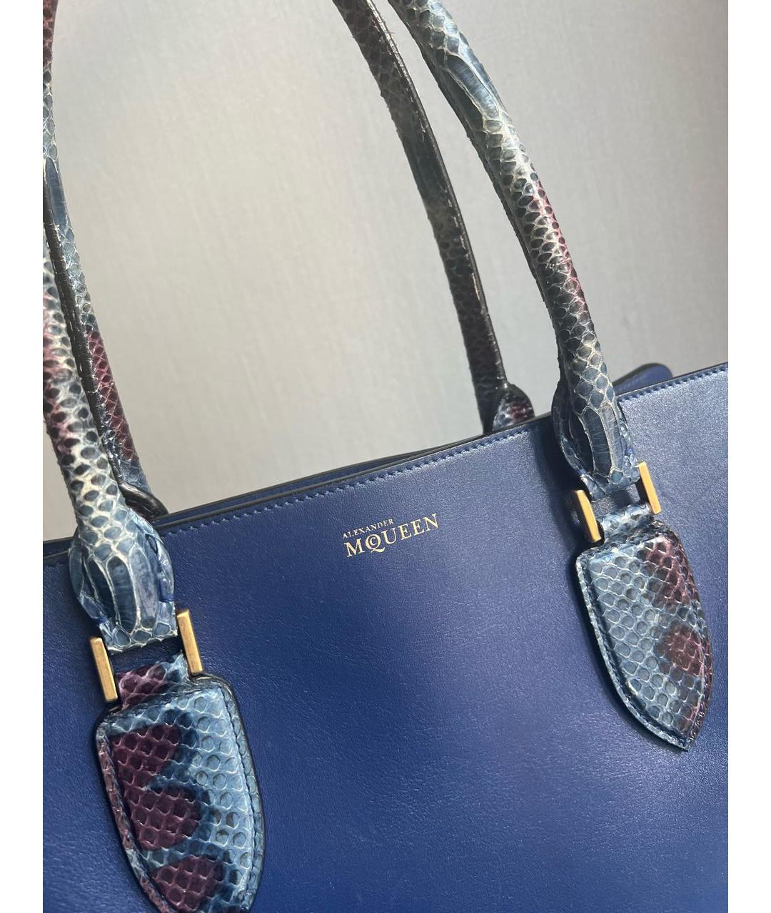 ALEXANDER MCQUEEN Синяя сумка тоут из экзотической кожи, фото 2