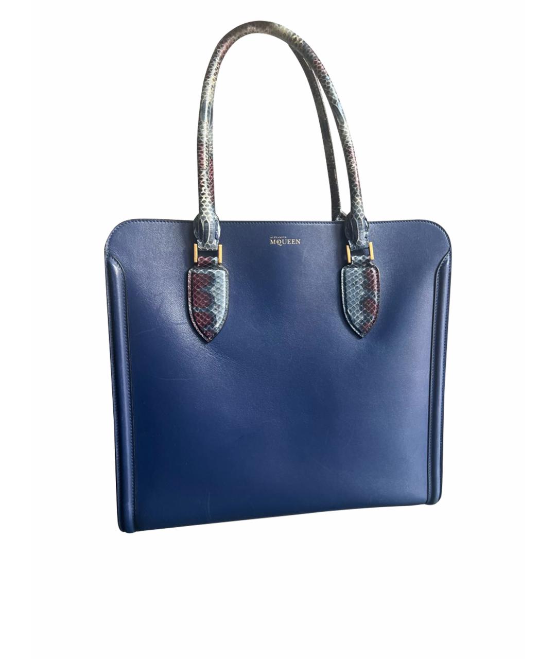 ALEXANDER MCQUEEN Синяя сумка тоут из экзотической кожи, фото 8