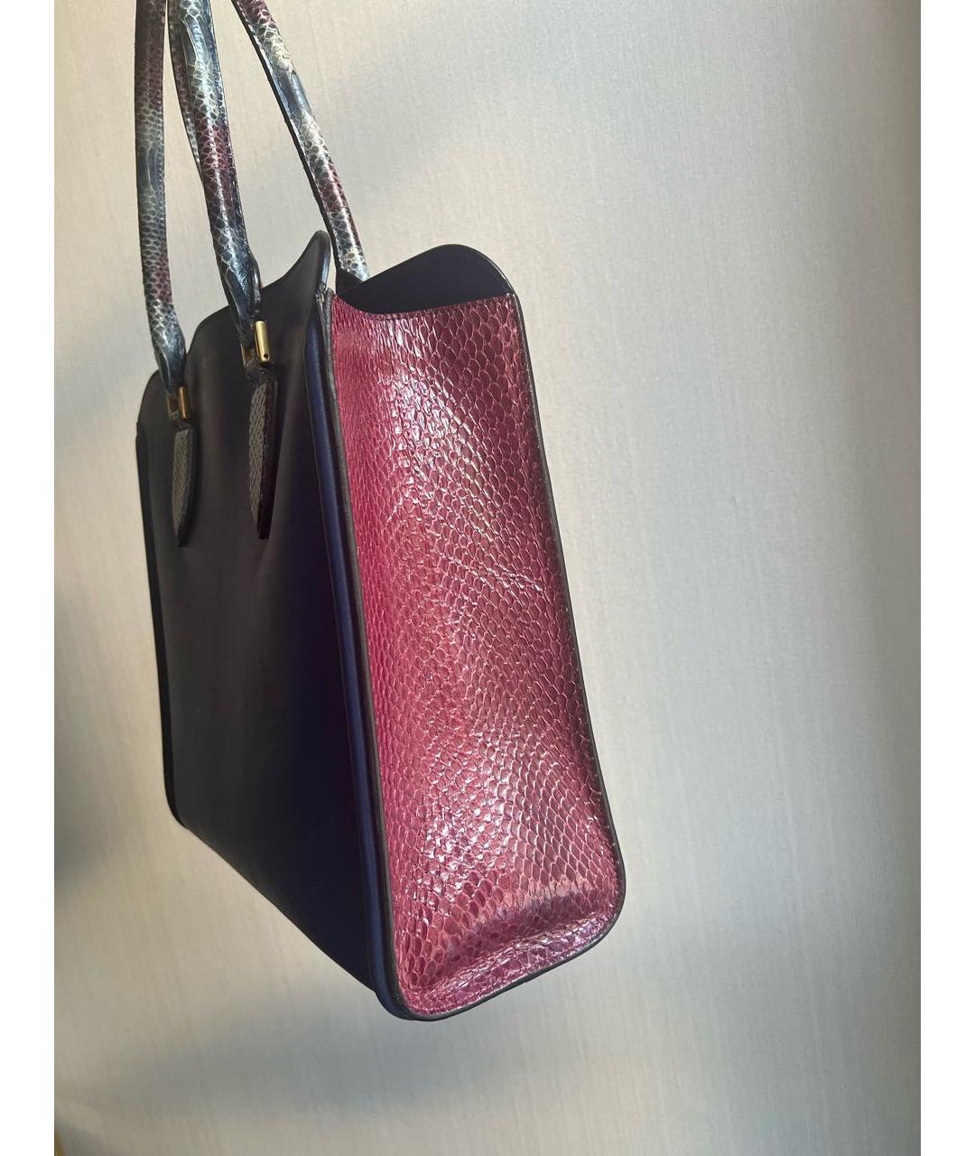 ALEXANDER MCQUEEN Синяя сумка тоут из экзотической кожи, фото 3