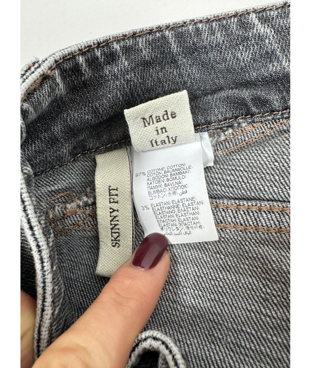 BRUNELLO CUCINELLI Серые хлопко-эластановые джинсы слим, фото 5
