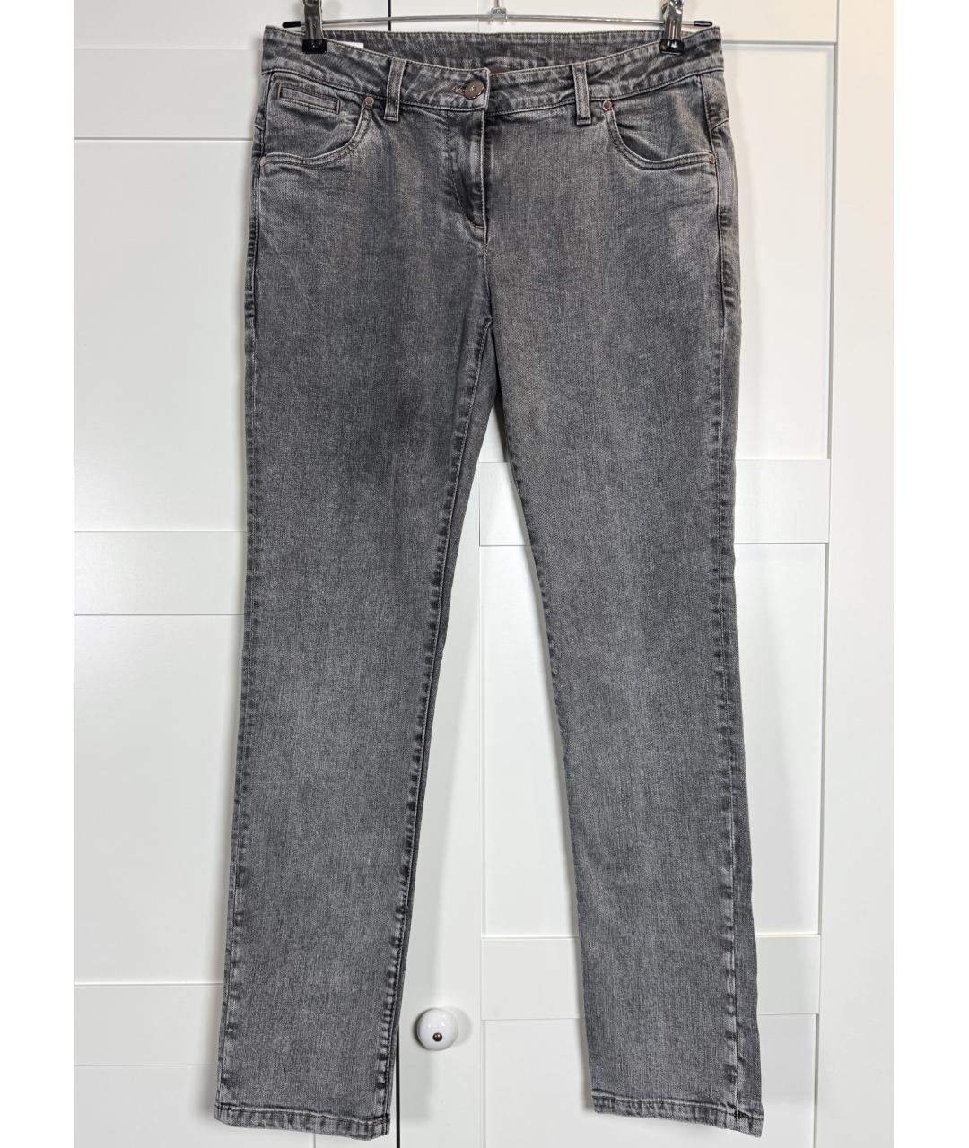 BRUNELLO CUCINELLI Серые хлопко-эластановые джинсы слим, фото 8