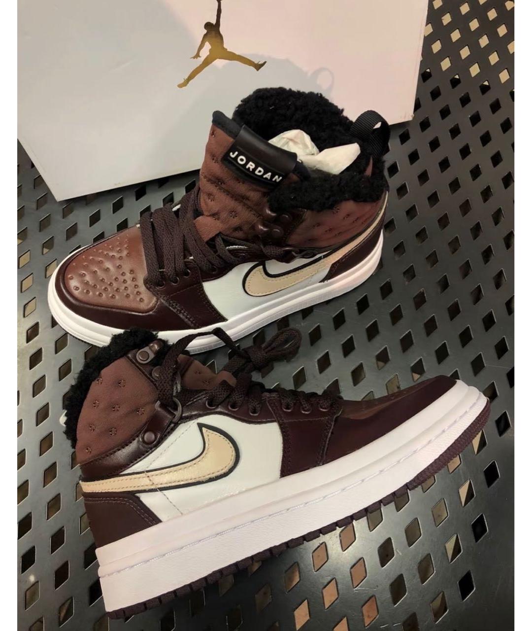 JORDAN Коричневые кожаные кроссовки, фото 2