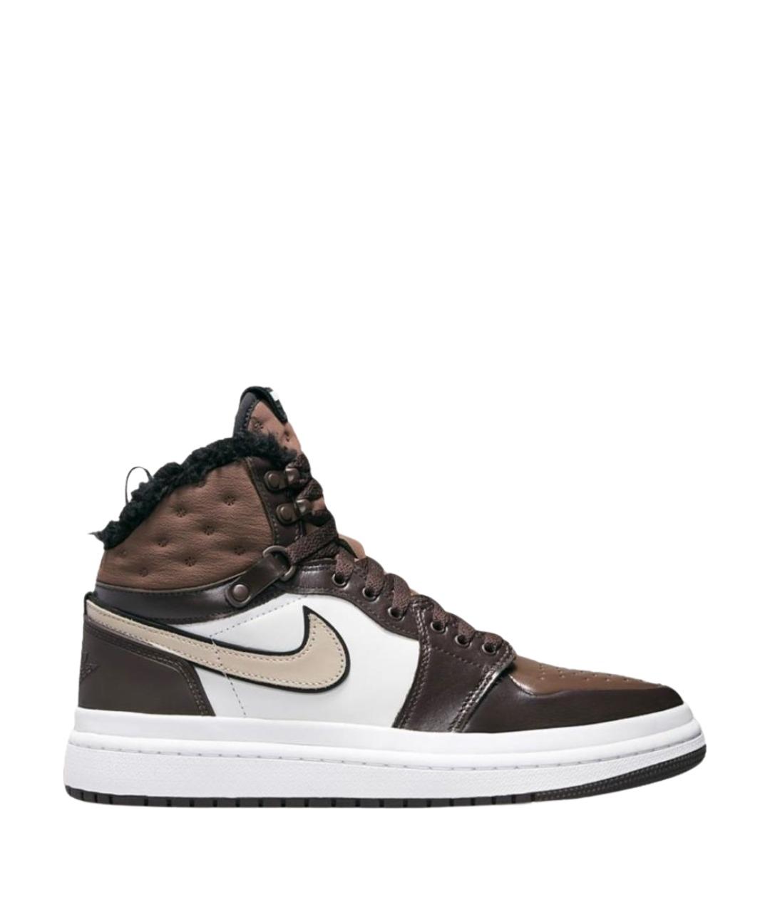 JORDAN Коричневые кожаные кроссовки, фото 1