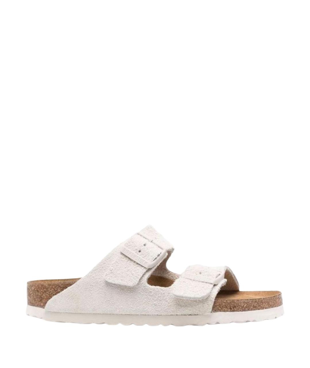 BIRKENSTOCK Белые замшевые шлепанцы, фото 1