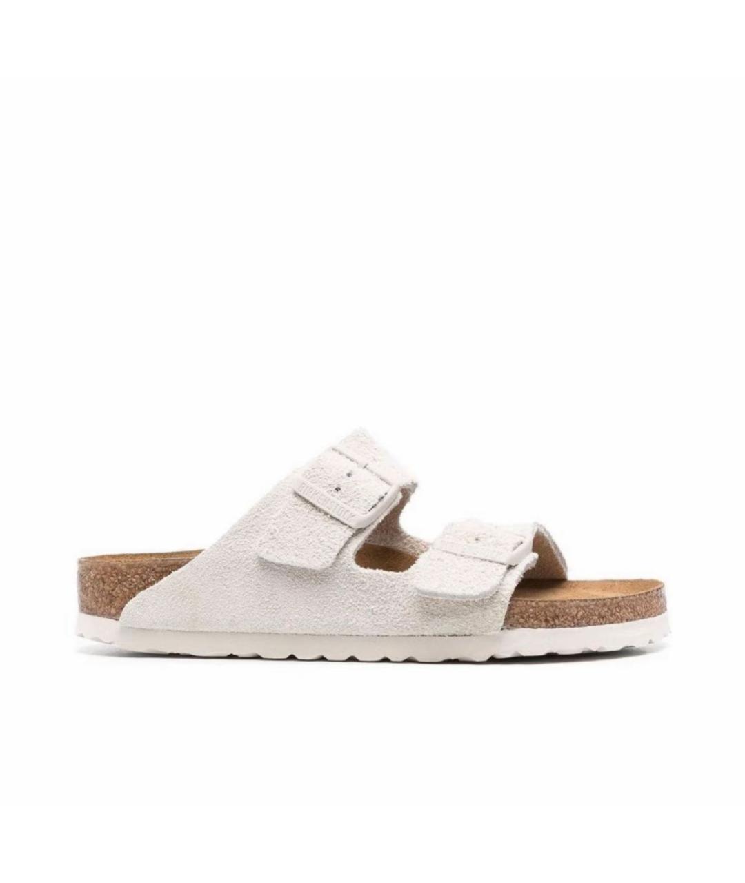 BIRKENSTOCK Белые замшевые шлепанцы, фото 9