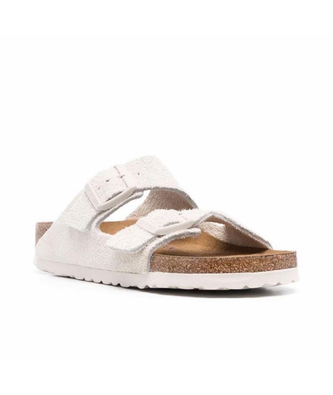 BIRKENSTOCK Белые замшевые шлепанцы, фото 2