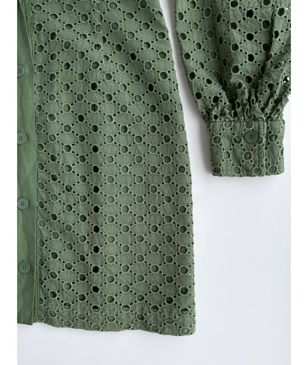 SANDRO Зеленые хлопковое повседневное платье, фото 4