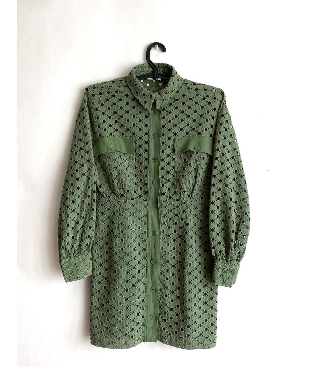 SANDRO Зеленые хлопковое повседневное платье, фото 10