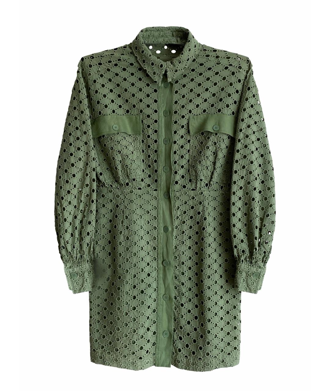 SANDRO Зеленые хлопковое повседневное платье, фото 1