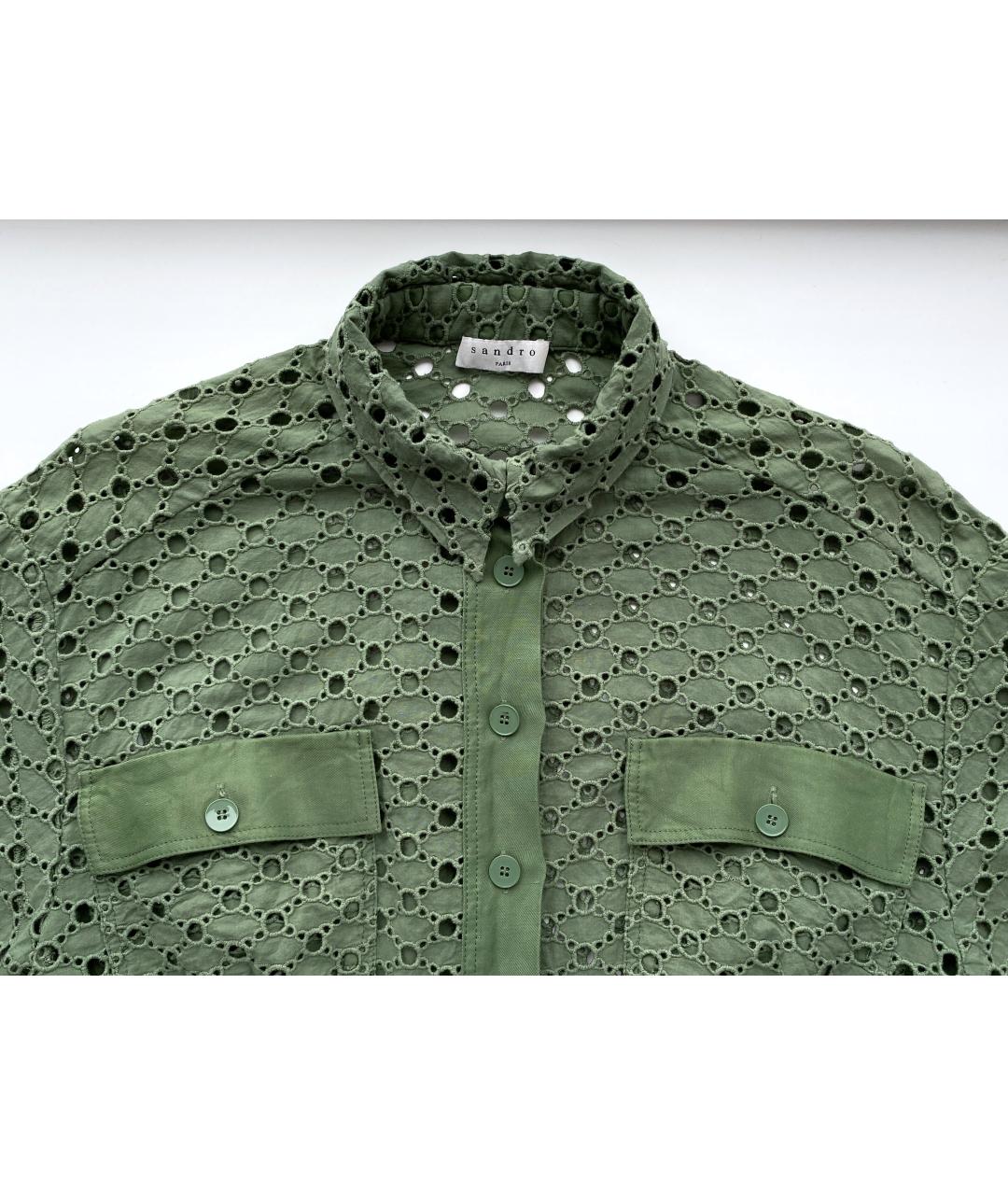 SANDRO Зеленые хлопковое повседневное платье, фото 3