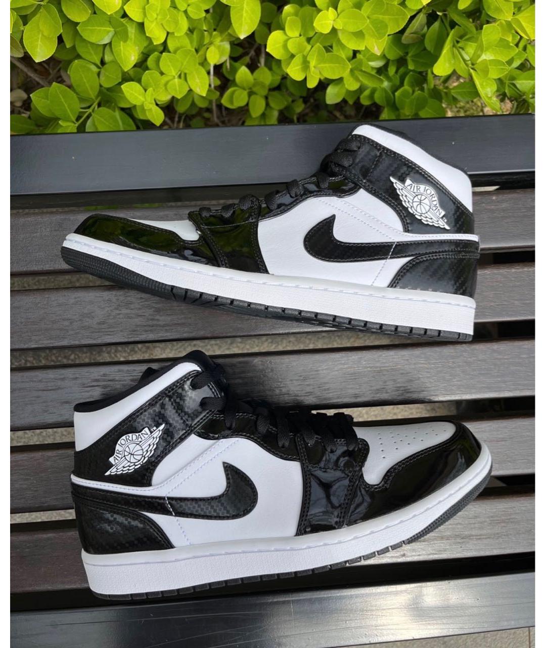 JORDAN Черные высокие кроссовки / кеды из лакированной кожи, фото 2