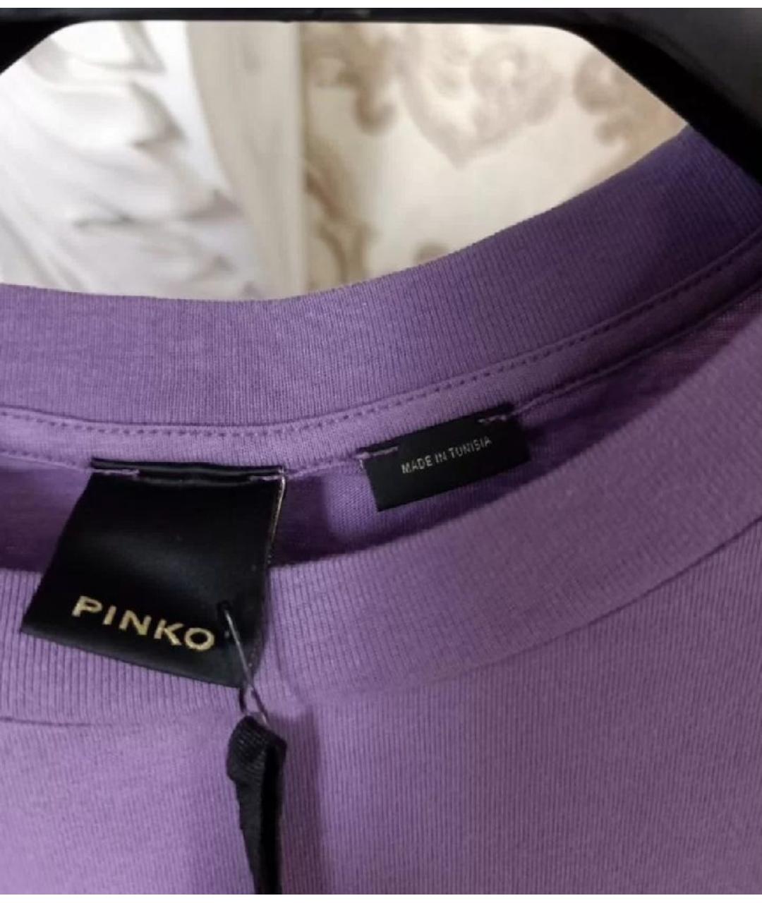 PINKO Фиолетовая хлопковая футболка, фото 4