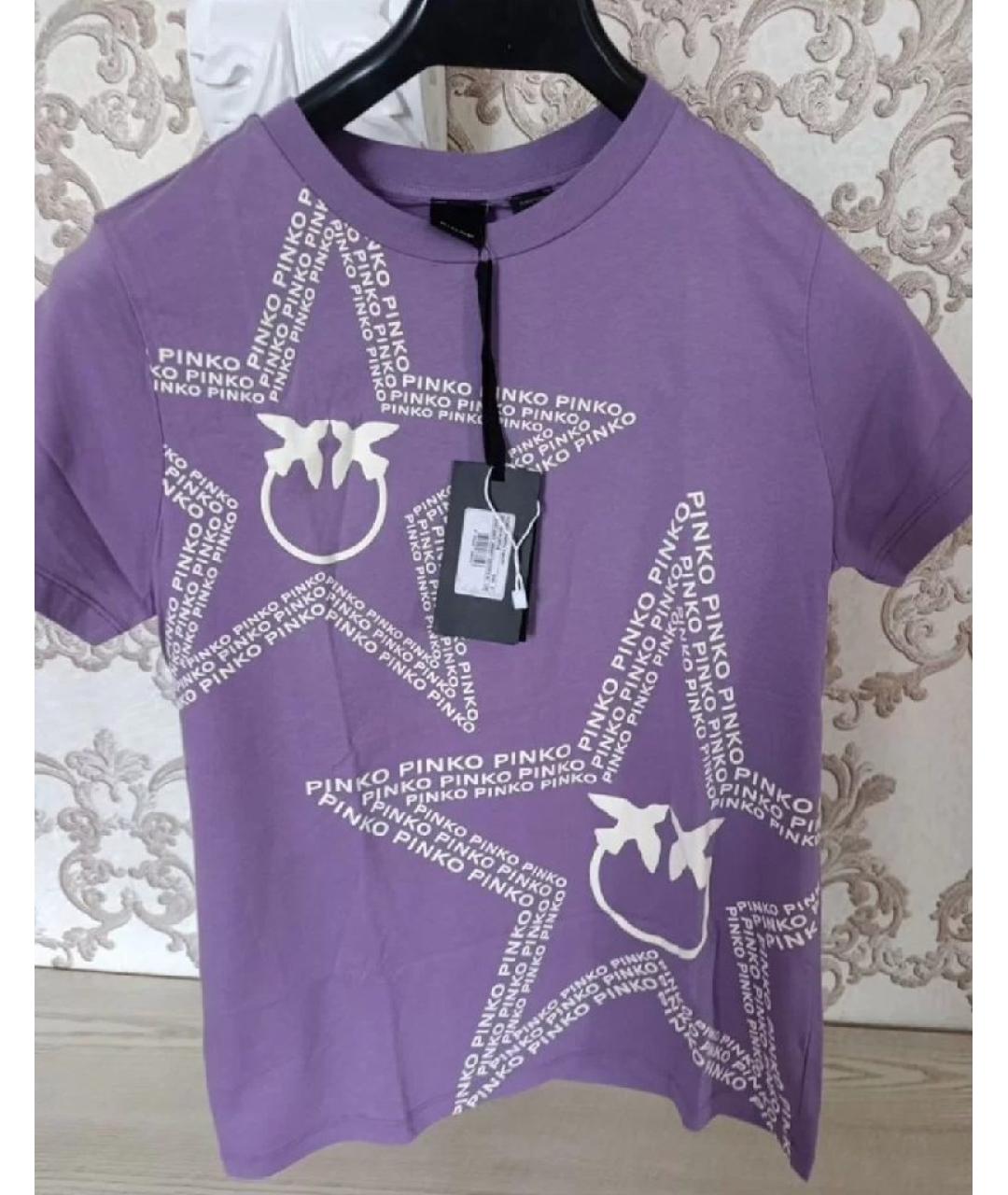 PINKO Фиолетовая хлопковая футболка, фото 5