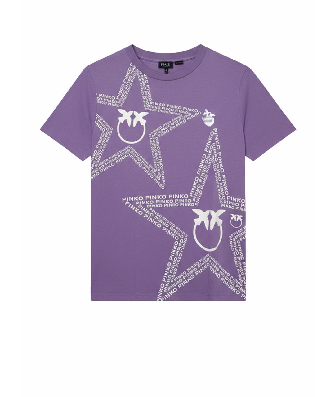 PINKO Фиолетовая хлопковая футболка, фото 6