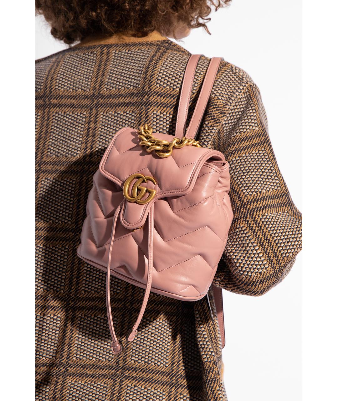 GUCCI Розовый кожаный рюкзак, фото 2