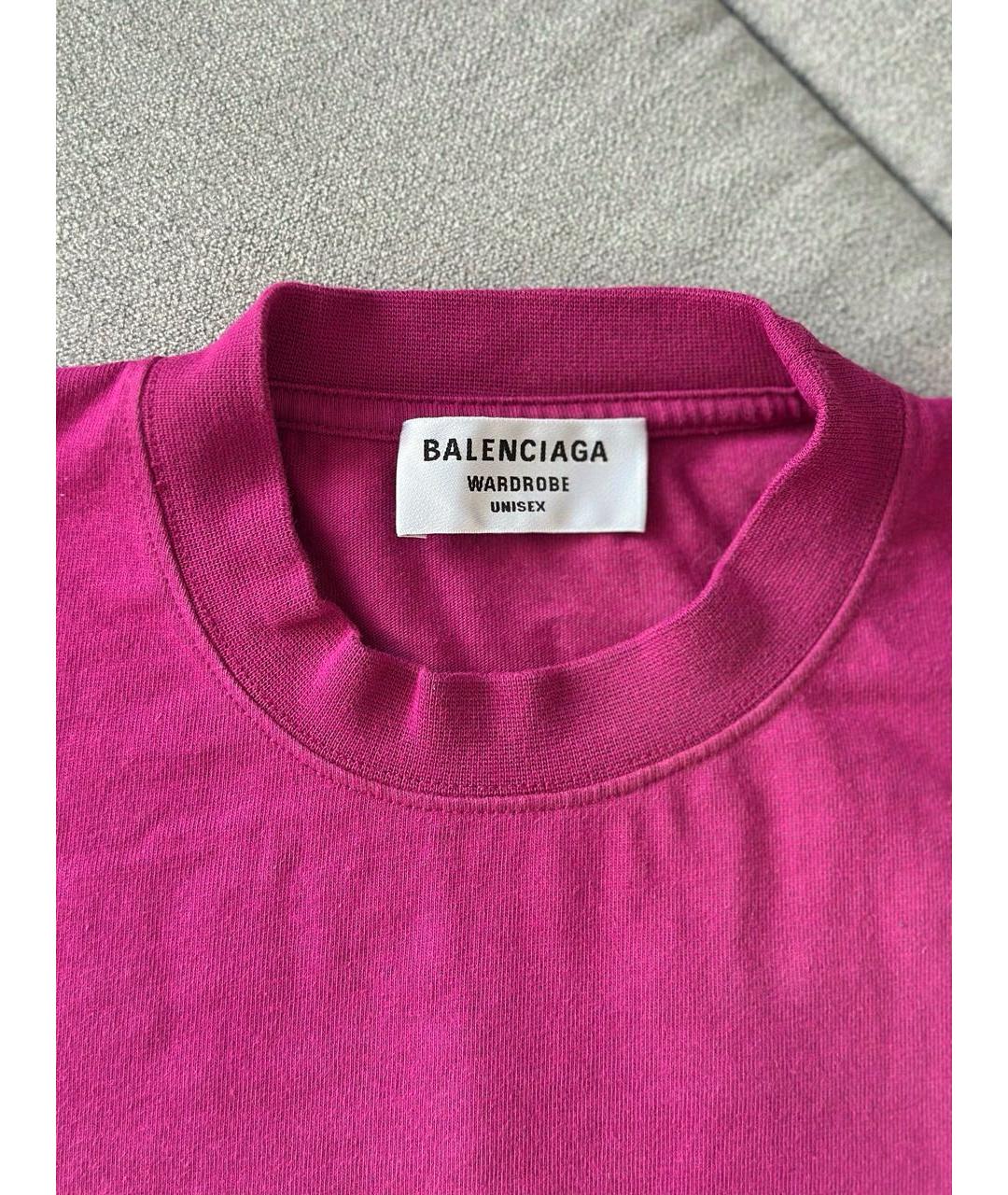 BALENCIAGA Фуксия хлопковая футболка, фото 6