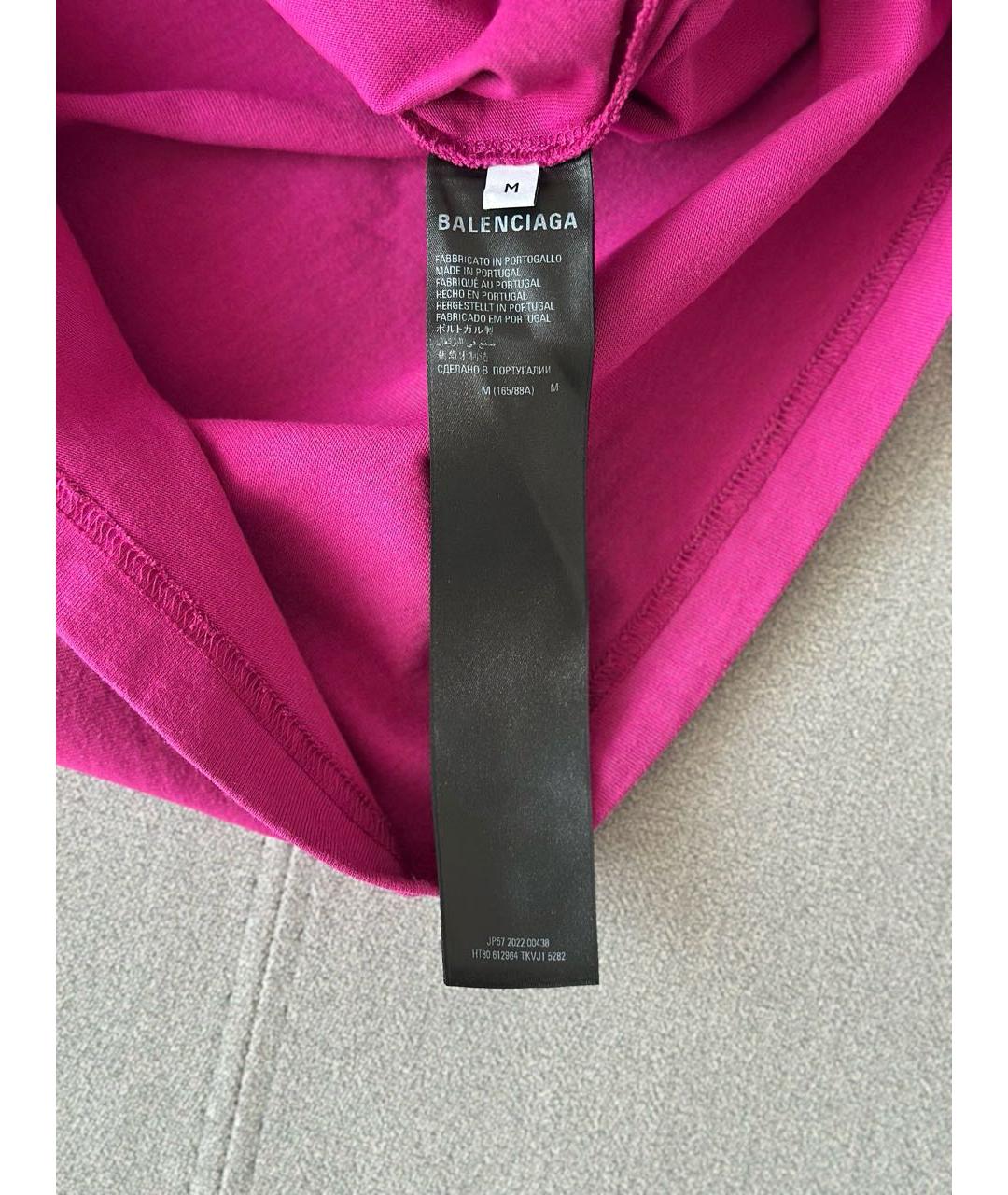 BALENCIAGA Фуксия хлопковая футболка, фото 5