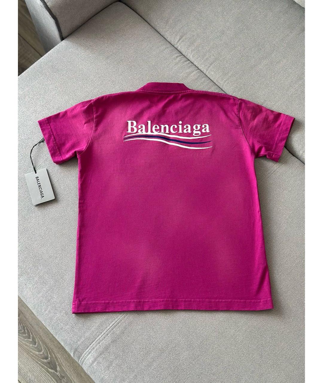 BALENCIAGA Фуксия хлопковая футболка, фото 3