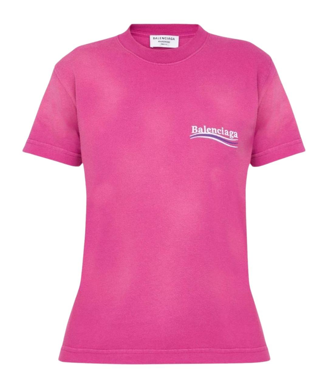 BALENCIAGA Фуксия хлопковая футболка, фото 1