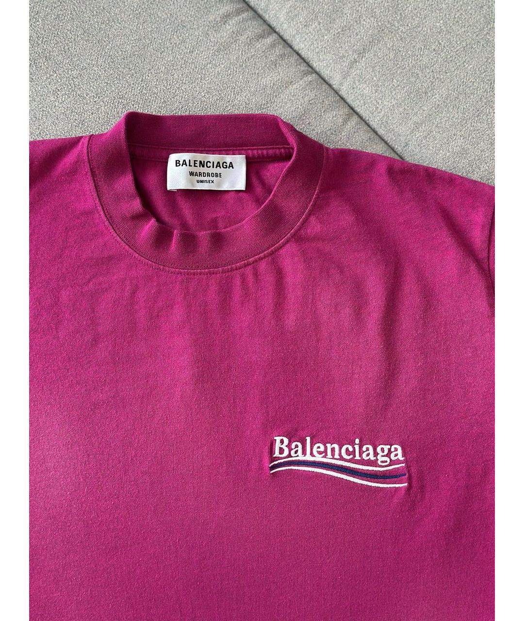 BALENCIAGA Фуксия хлопковая футболка, фото 4